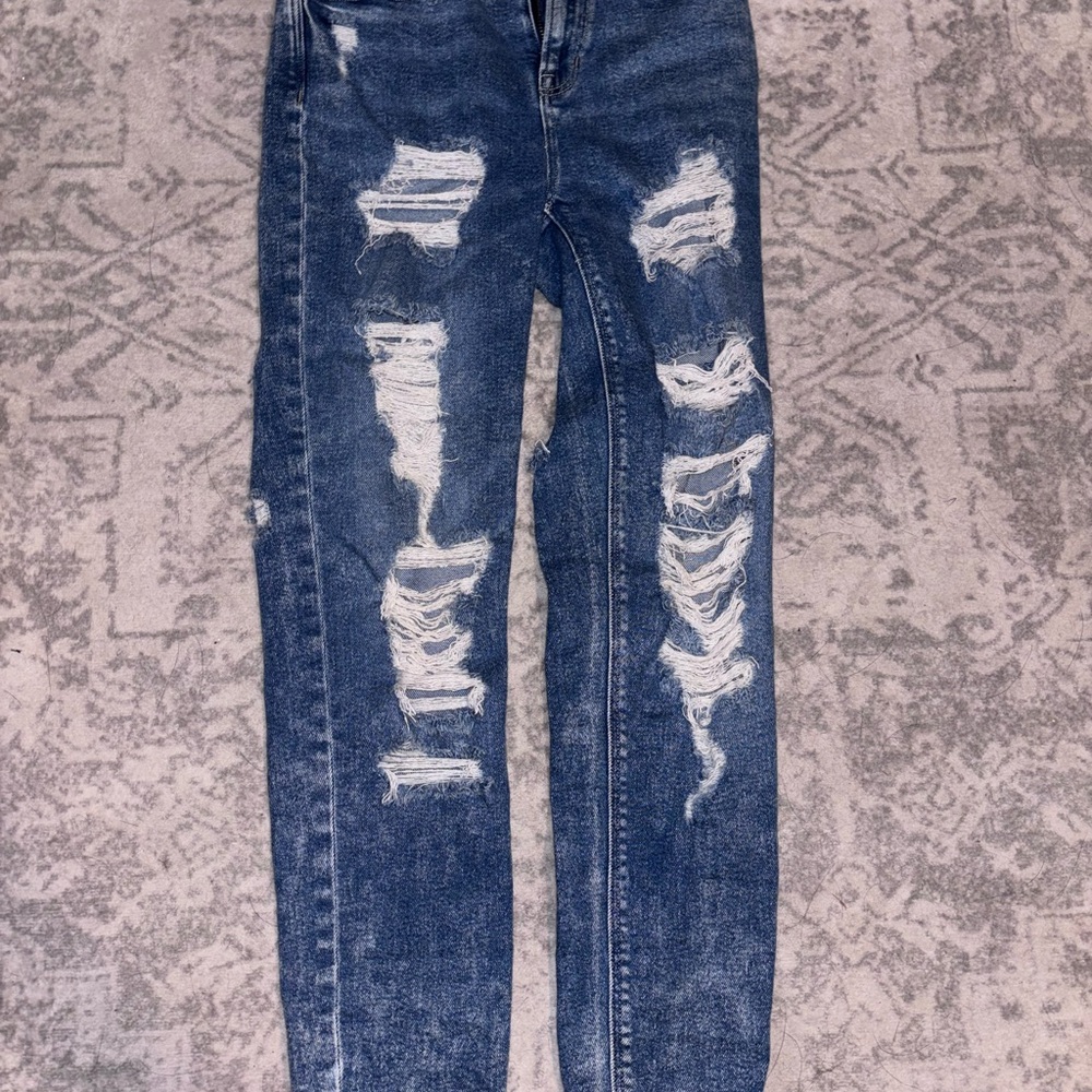 American Eagle Outfitters Ripped Blue Skinny Jeans